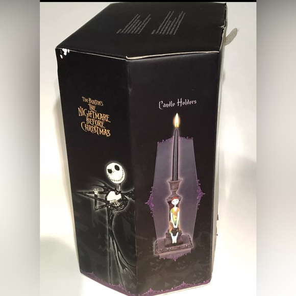 DISNEY RARE NIGHTMARE BEFORE CHRISTMAS CANDLE HOLDERS JACK & SALLY OPEN BOX - Picture 3 of 9